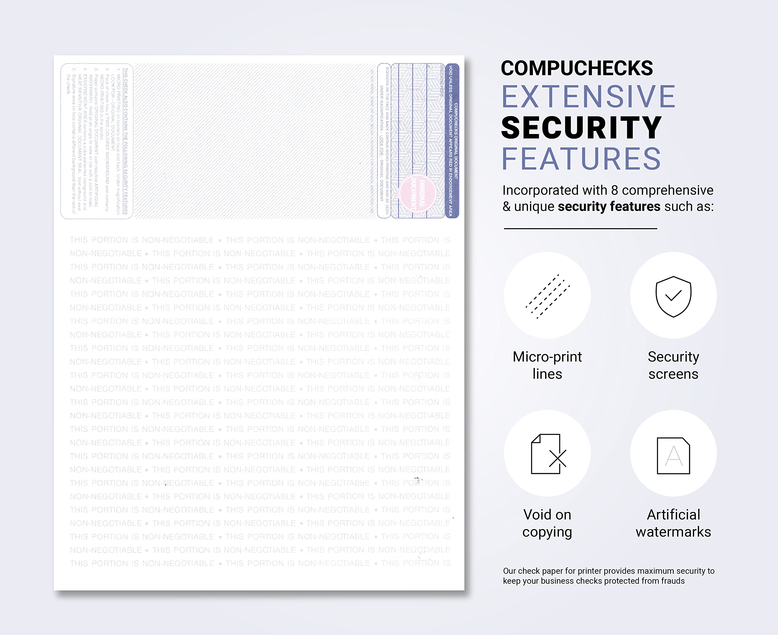 1000 Sheets High Security Blank Check Stock - 70# Check on Top Paper with Green/Red Mazed Pattern - Ideal for Business Banking, Payroll & Financial Transactions