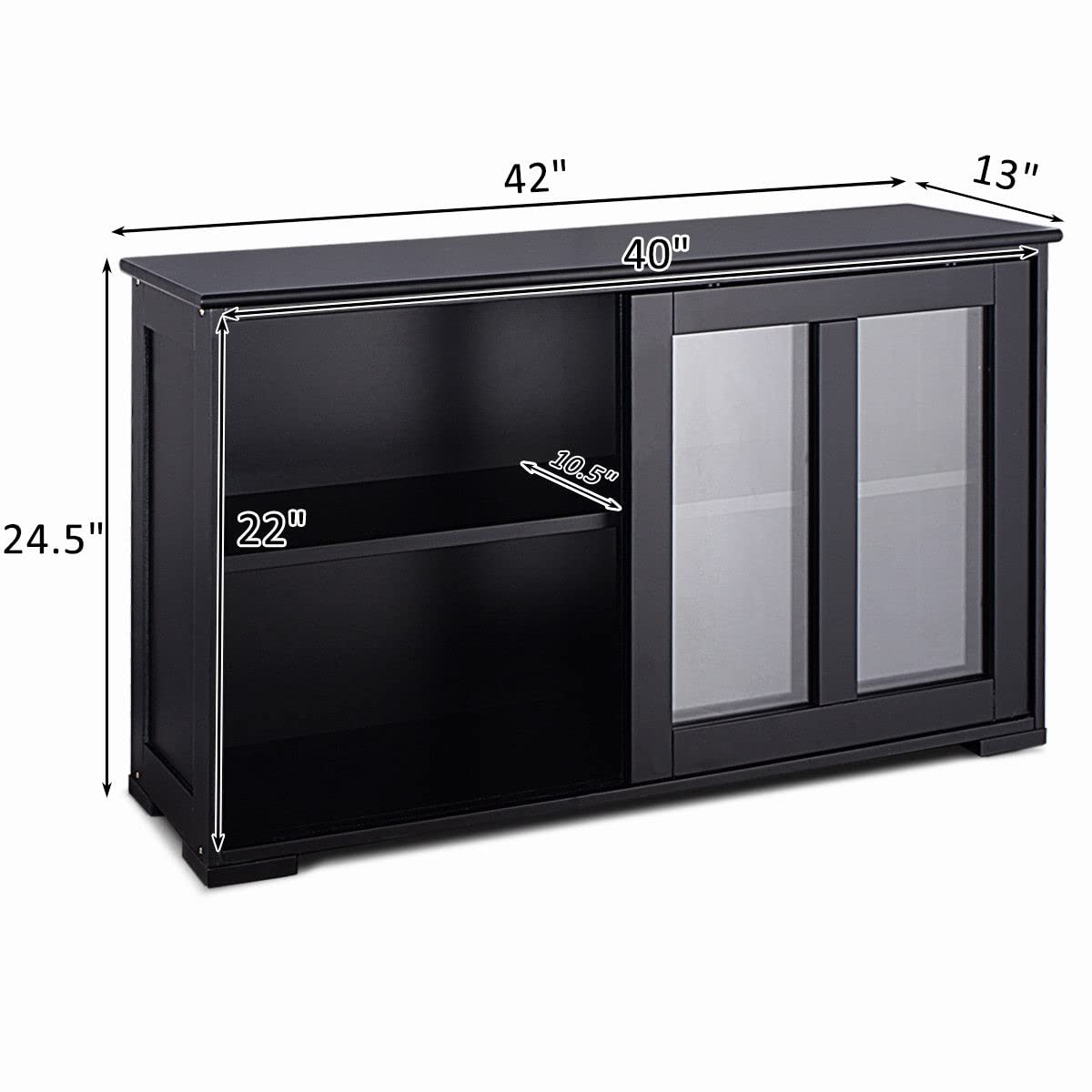 Buffet Server Cabinet with Sliding Doors & Drawers - Modern Kitchen Storage Sideboard for Dining Room, Living Room & Coffee Bar | Space-Saving Home Organizer for Entertaining & Daily Use - Black