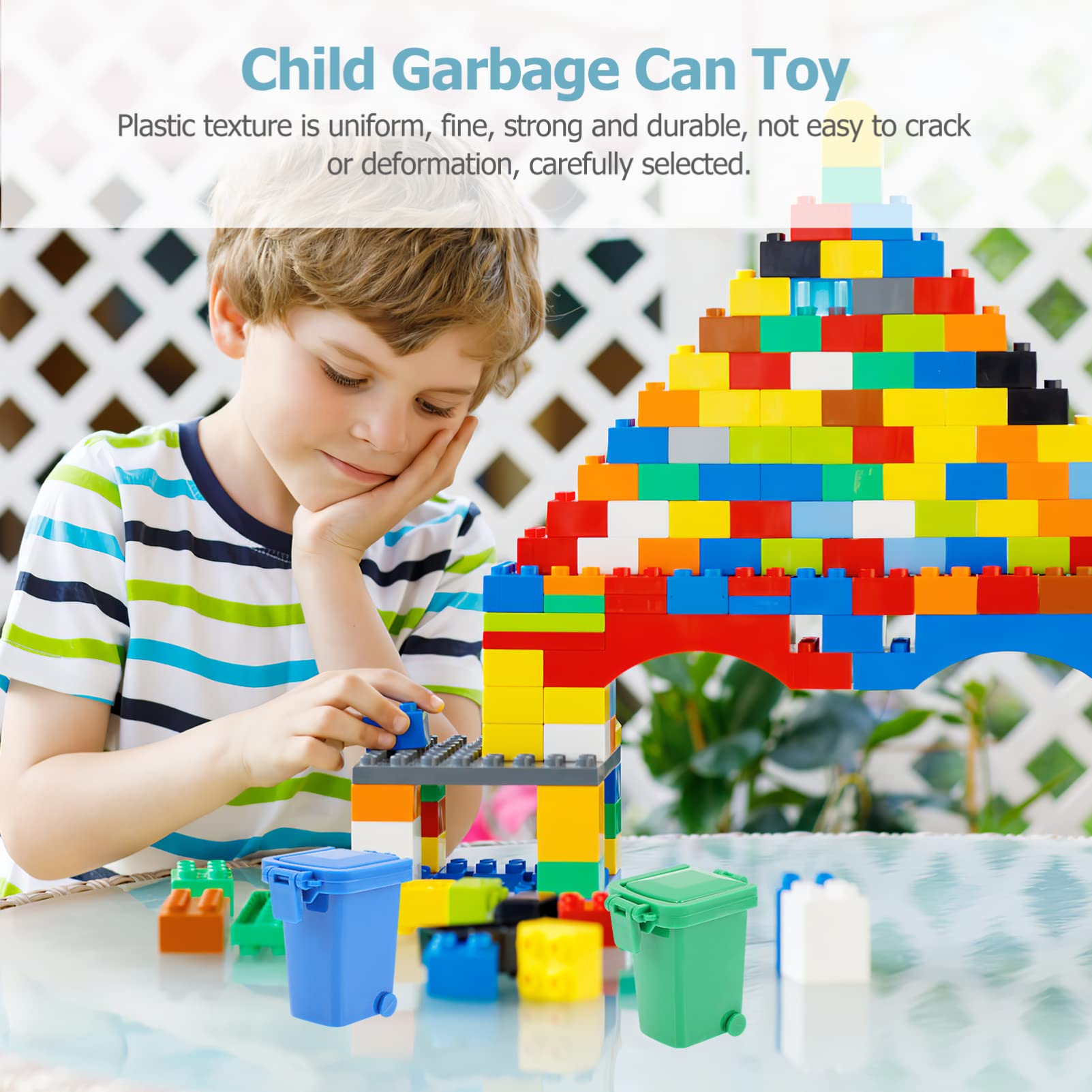 Mipcase 4-Piece Toy Trash Can Set - Mini Garbage Trucks & Curbside Bins - Realistic Waste Collection Play Vehicles for Kids - Perfect for Pretend Play, Educational Toys, and Recycling Awareness Activities