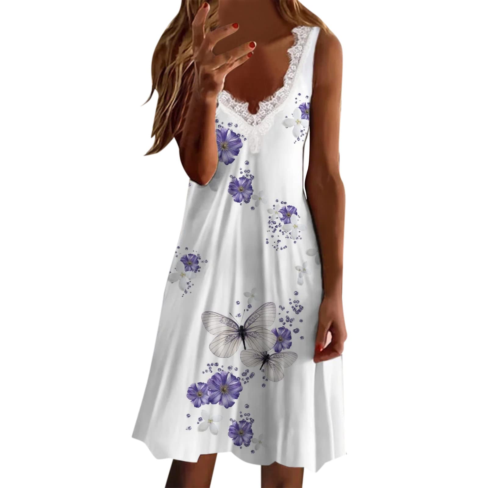 Elegant Floral Lace V-Neck Sleeveless Evening Dress for Women - Cold Shoulder Party Gown, Casual Summer Dress    Perfect for weddings, cocktail parties, date nights, and formal events - stylish and comfortable for any occasion.