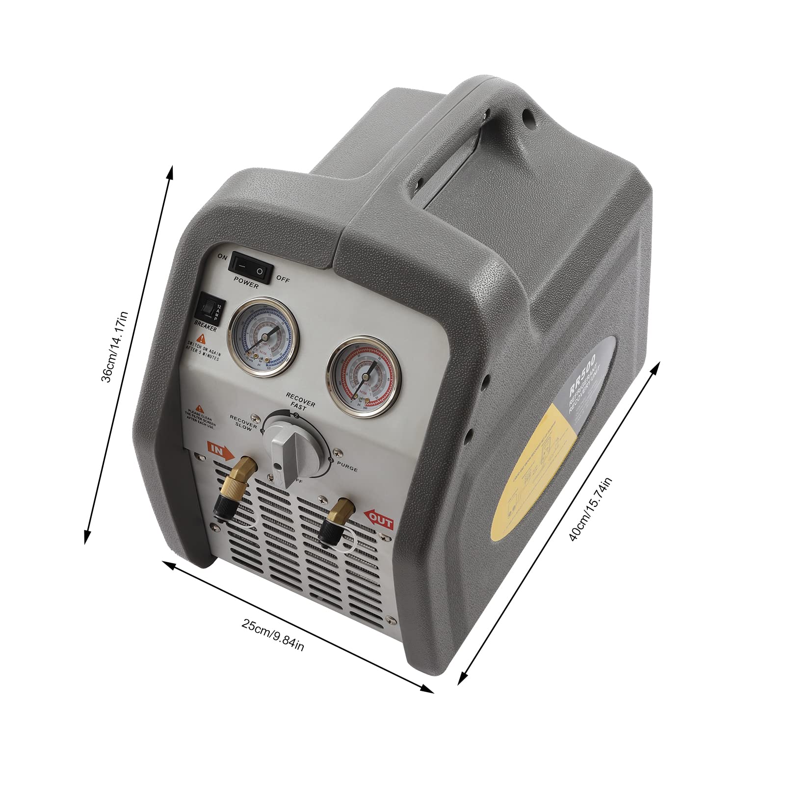 Dual Cylinder Portable Refrigerant Recovery Machine with 3 Modes - 558PSI 1HP AC Recovery Unit for HVAC Systems (Grey) | Ideal for Professional HVAC Technicians & Automotive AC Repair