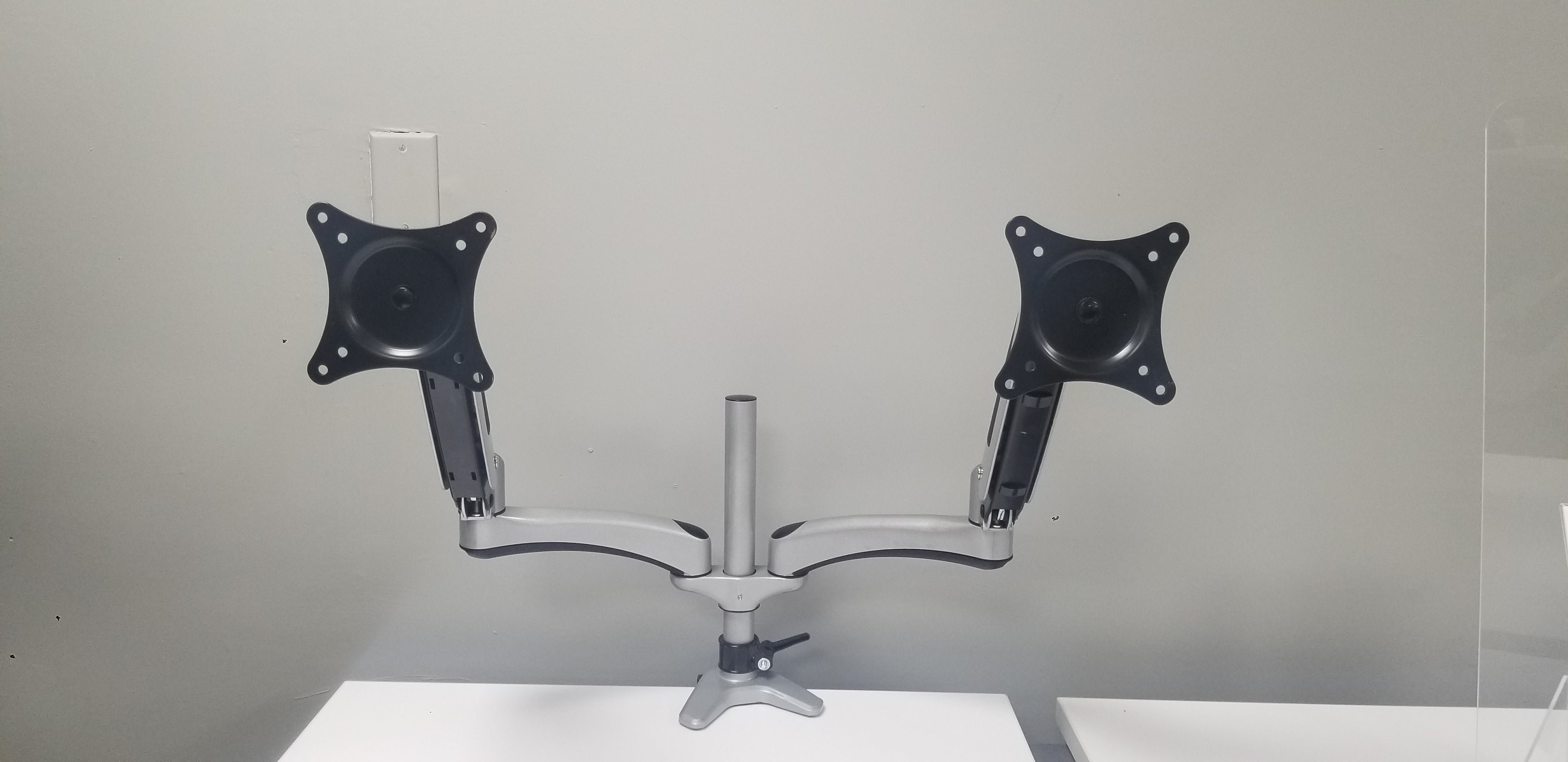 Used Dual Monitor Arm Stand - Adjustable Ergonomic Mount for Home & Office Desks - Perfect for Gaming, Work & Study Setup