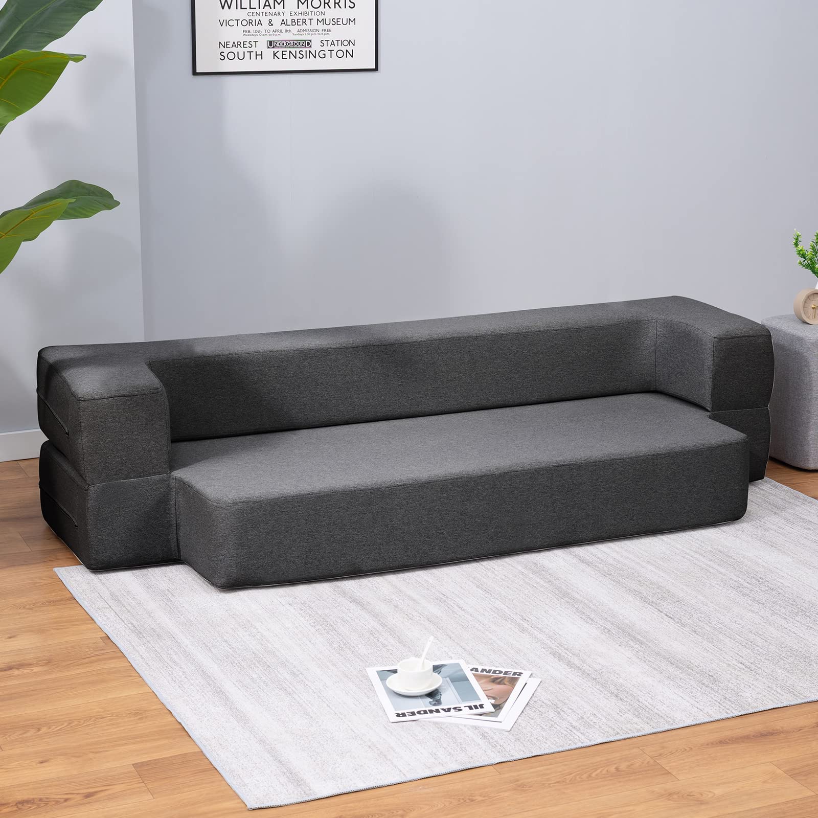 Twin Folding Sofa Bed with Memory Foam Mattress - 8.6