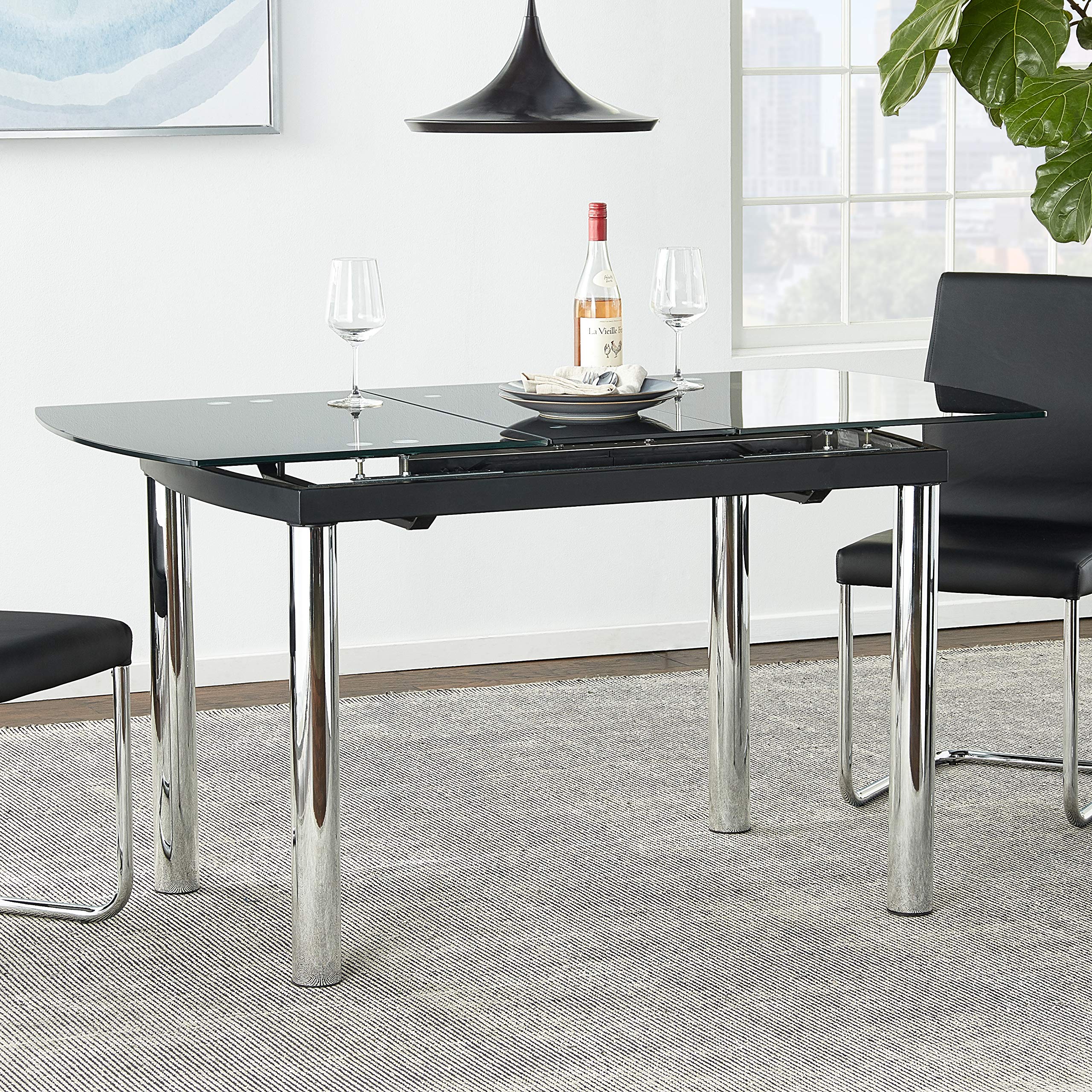 Modern Black Dining Table Set - Elegant & Durable for Kitchen, Dining Room, Restaurant | Global Furniture Home Decor for Family Gatherings & Dinner Parties