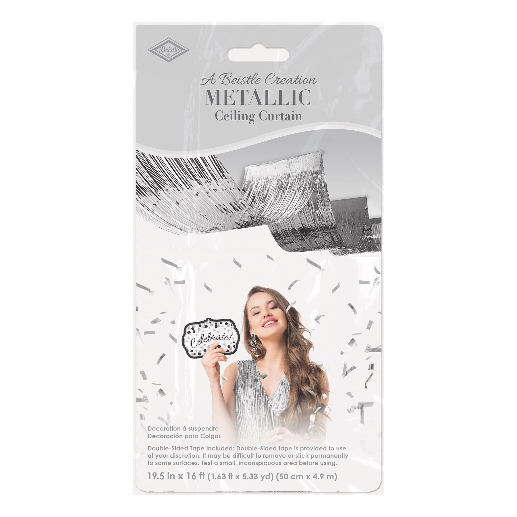 12 Pack Beistle 1 Ply Metallic Fringe Ceiling Curtains - Silver Party Decorations for Weddings, Birthdays & Special Events