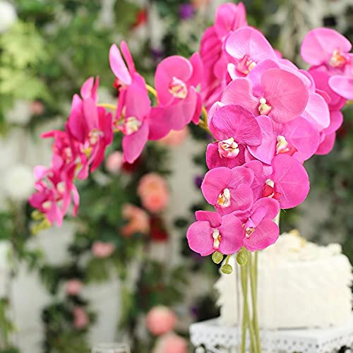 40 Inch Artificial Phalaenopsis Silk Orchid Flowers - Real Touch Faux Orchid Branches for Home, Office, Wedding Decor (Pack of 2, Fuchsia) | Perfect for Centerpieces, Table Arrangements & Wall Decor