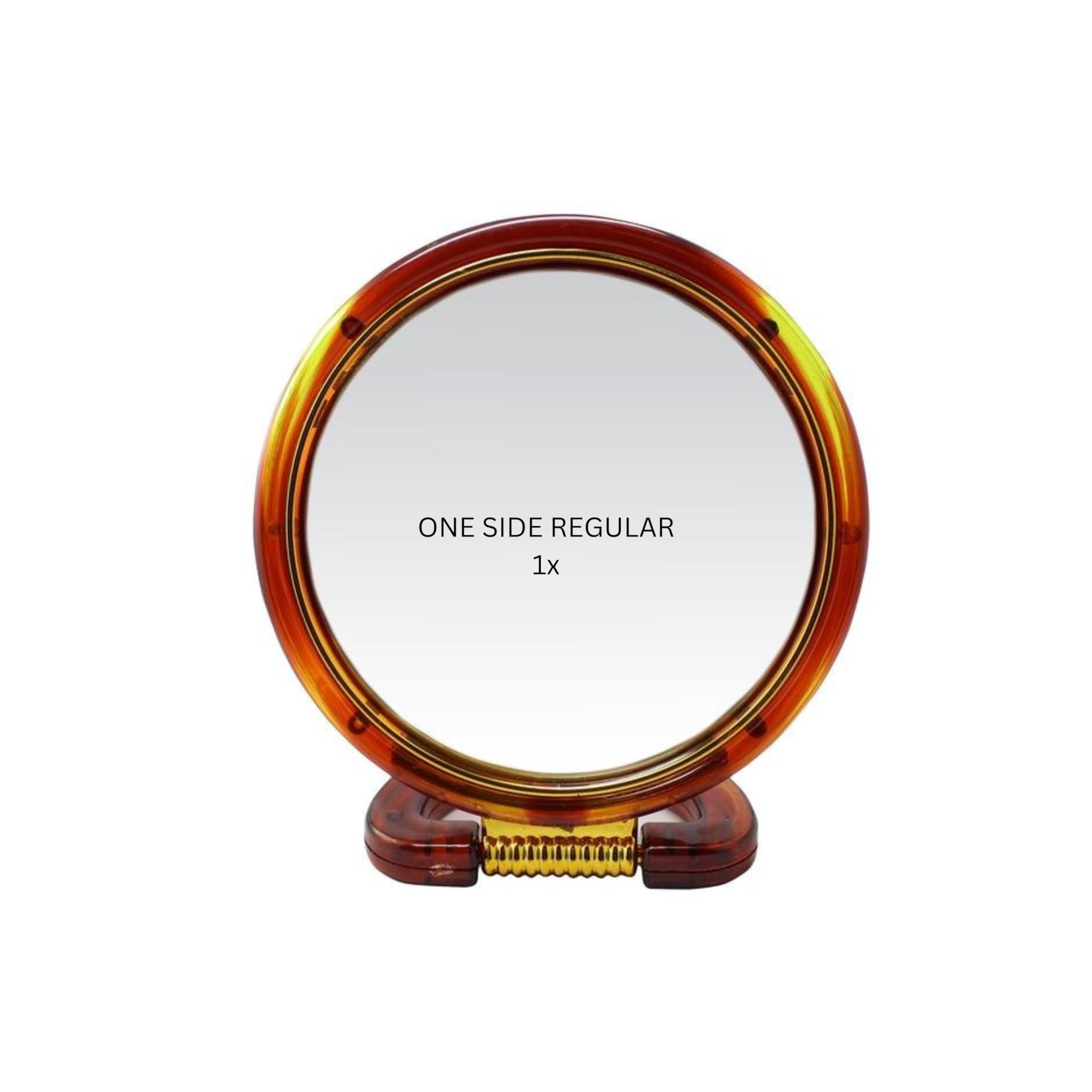 Round Cosmetic Mirror with Stand - Double-Sided Normal & Magnifying Beauty Mirror for Makeup, Ear Lobe Care & Accessories (Perfect for Vanity, Dressing Table, Travel & Professional Makeup Artists)