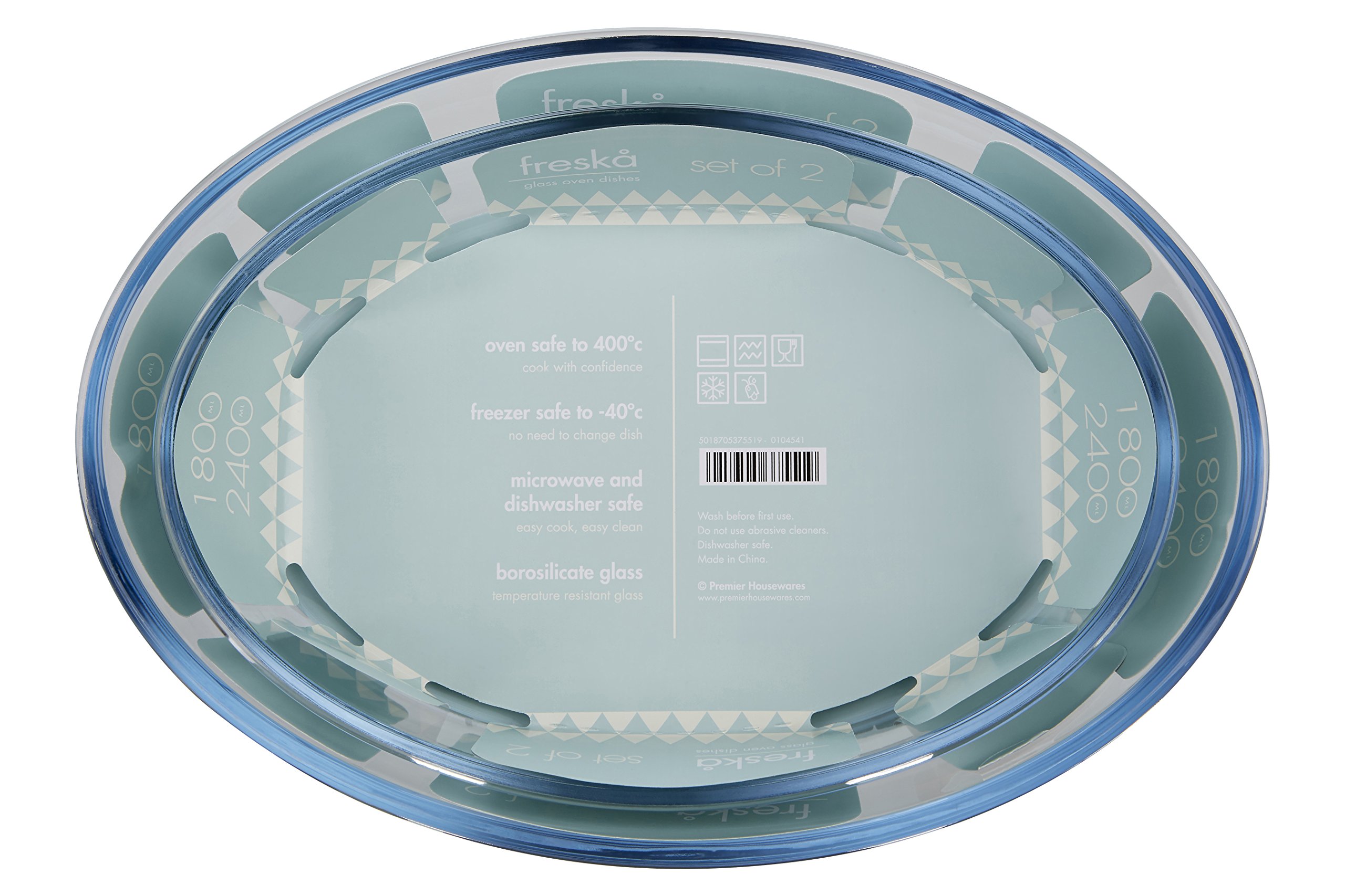 Premier Housewares Freska Oven Dishes Set of 2 - 22 x 31 x 7 cm Ceramic Baking Dishes for Casseroles, Lasagna & Roasts - Perfect for Family Dinners & Holiday Cooking