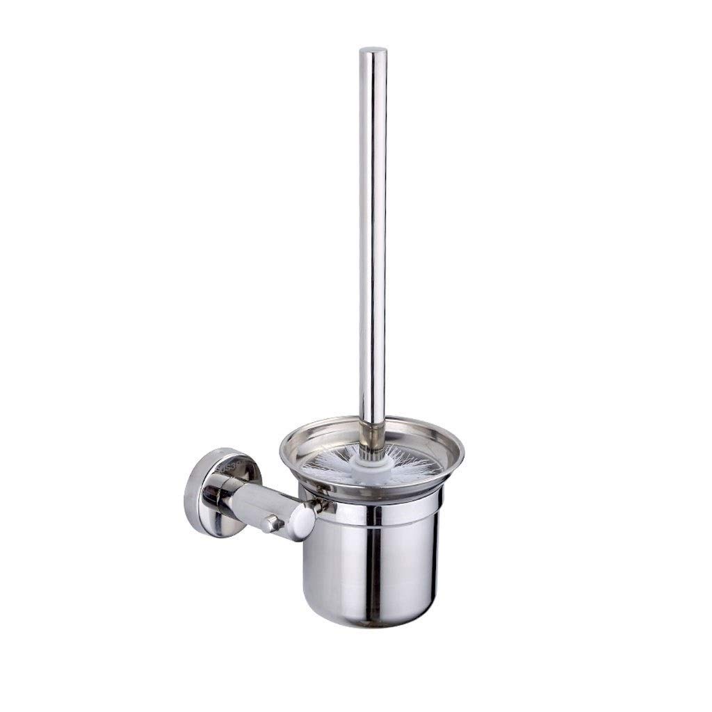 Stainless Steel Wall Mounted Toilet Brush Holder with Long Handle - Chrome Bathroom Cleaning Tool Set for WC & Toilet Hygiene | Perfect for Modern Bathrooms, Restrooms & Home Cleaning Essentials