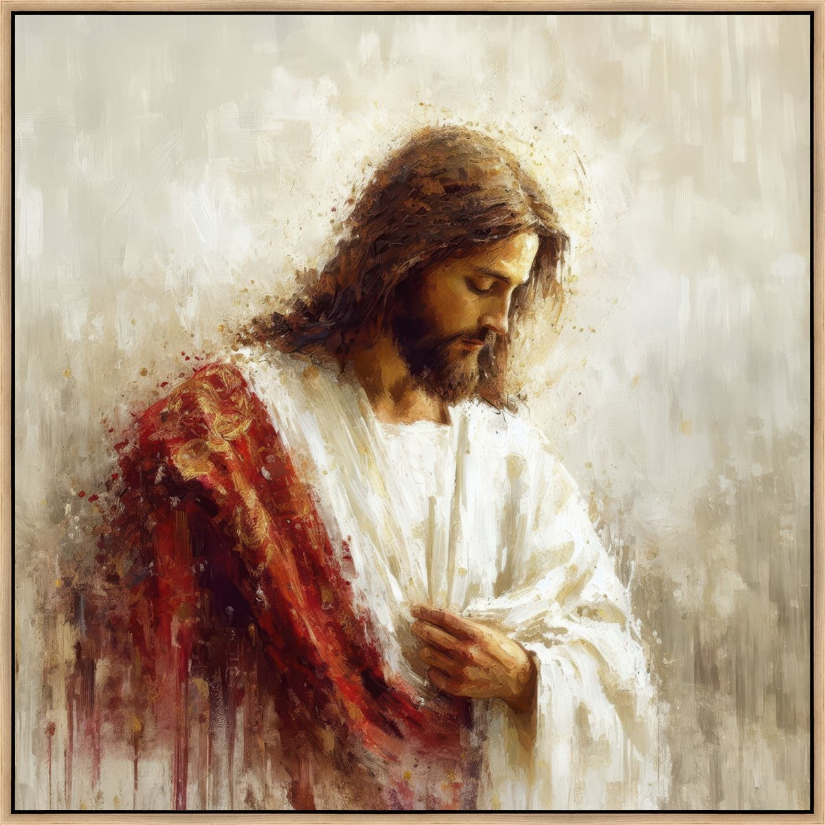 Large Christ in Red Robes Canvas Wall Art - Religious Home Decor for Living Room, Bedroom & Church