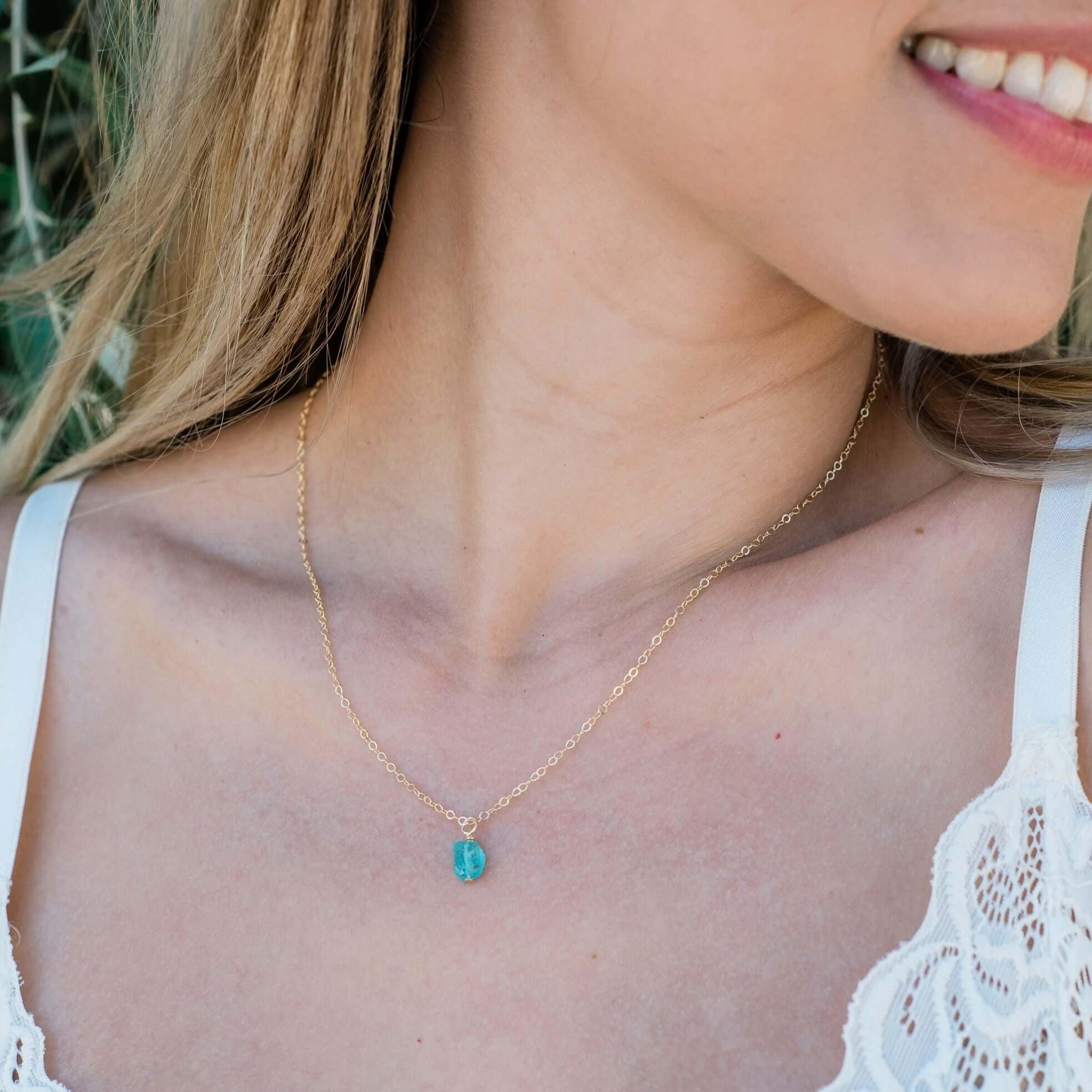 Natural Raw Apatite Crystal Pendant Necklace - Healing Stone Jewelry for Women, Spiritual Energy Protection, Chakra Balancing | Perfect for Meditation, Yoga & Everyday Wear