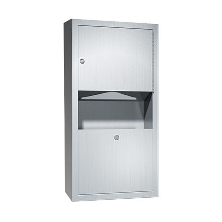 ASI 0462 AD 9 Traditional Paper Towel Dispenser & Waste Receptacle - Surface Mounted Satin Finish for Restrooms, Kitchens & Commercial Spaces
