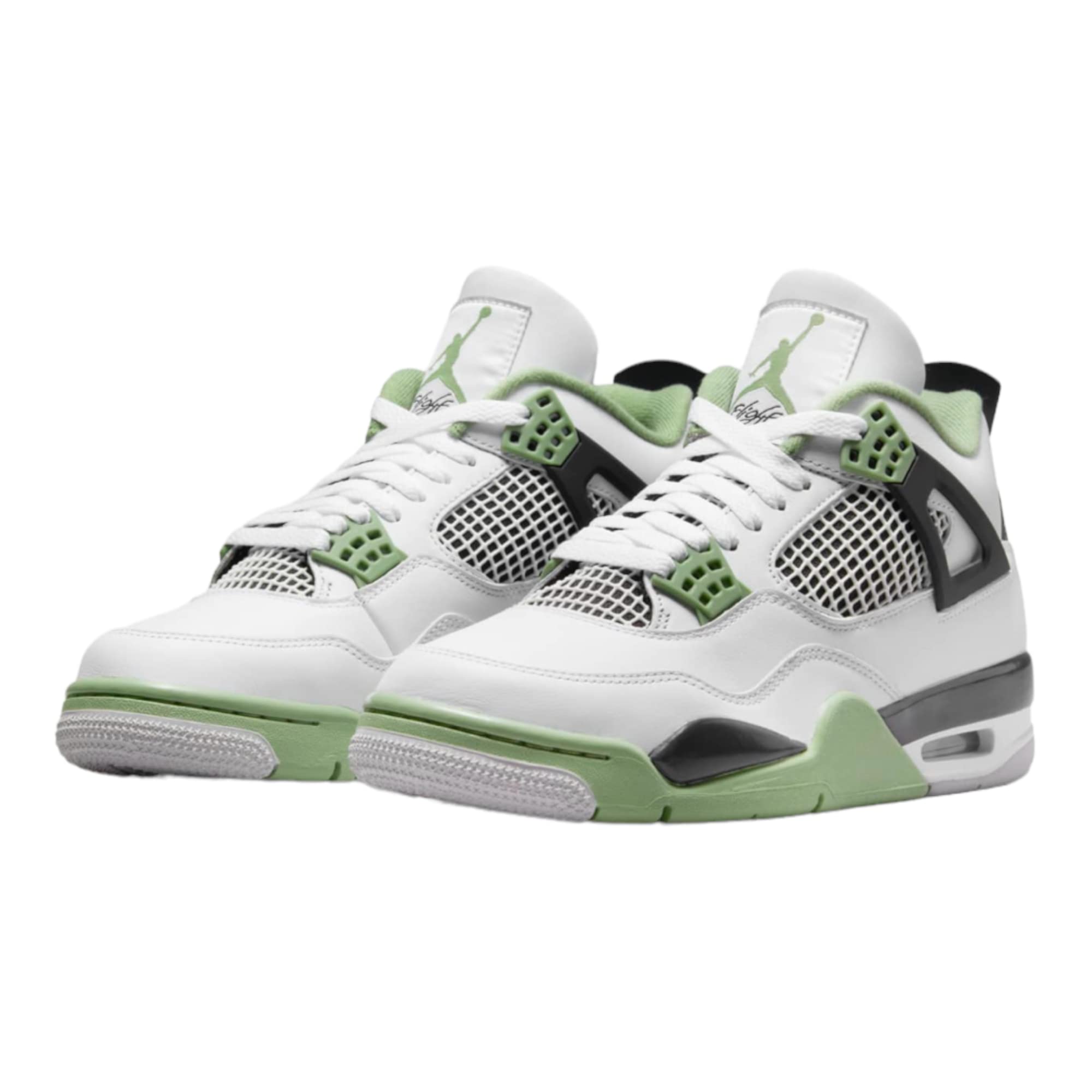 Jordan Air 4 Retro Women's Sneakers - White/Oil Green-Dark Ash (AQ9129-103) Size 10 | Basketball Shoes for Women, Casual Streetwear & Gym Workout Fashion