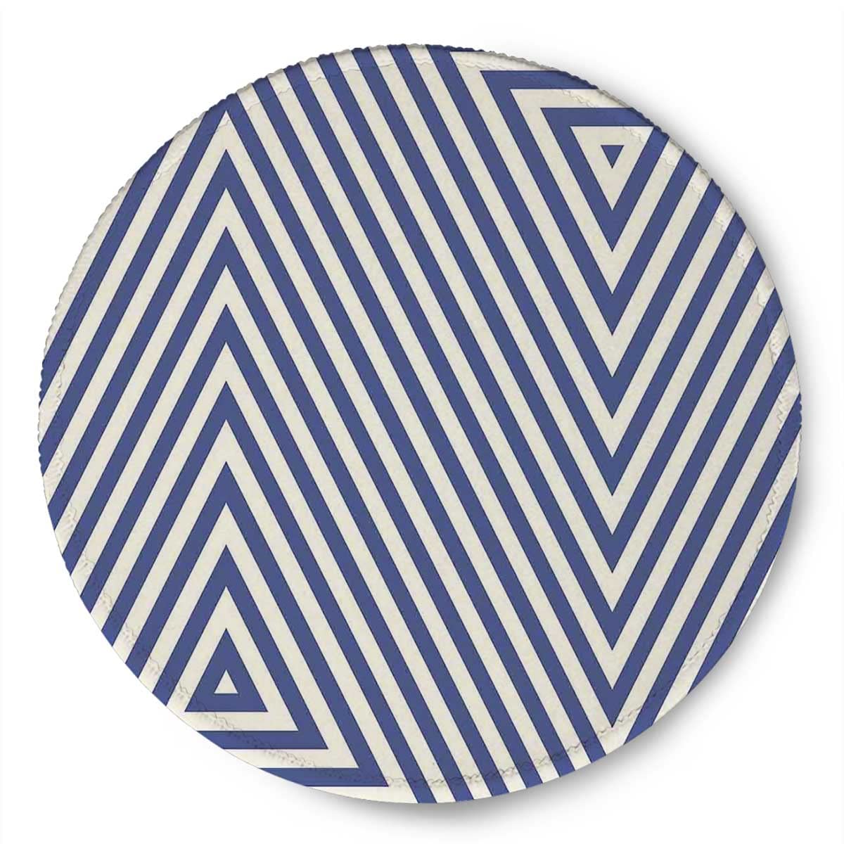 Premium Small Round Mouse Pad with Textured Surface, Anti-Slip Rubber Base & Stitched Edges - Cute Triangle & Stripes Design (7.9×7.9×0.12 inches, 2-Pack) - Perfect for Office, Gaming & Home Computer Use