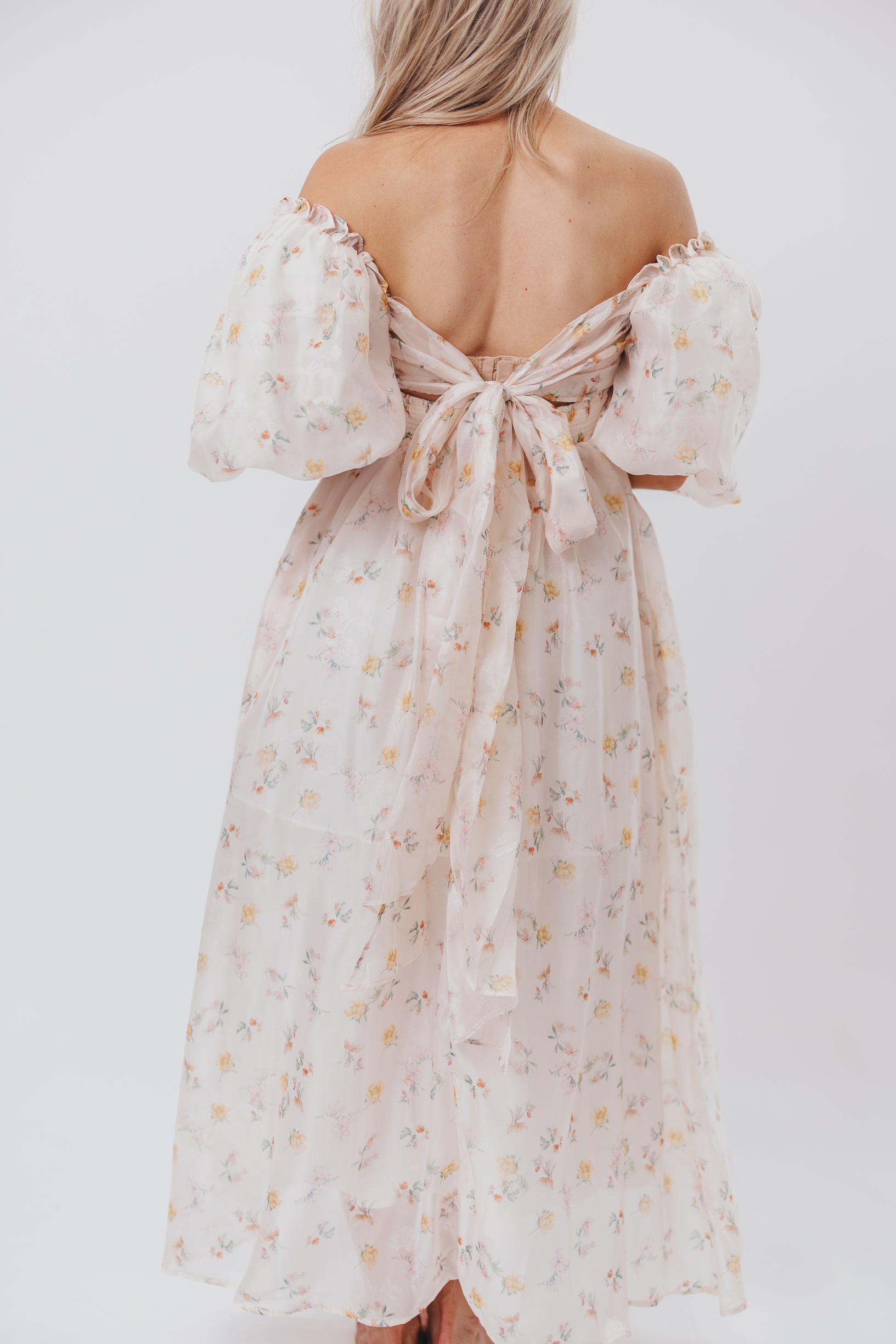 Melody Maxi Dress with Pleats & Bow Detail - Yellow Rose Floral Print | Bump Friendly Maternity Dress | Inclusive Sizing S-3XL | Perfect for Weddings, Baby Showers & Summer Vacations