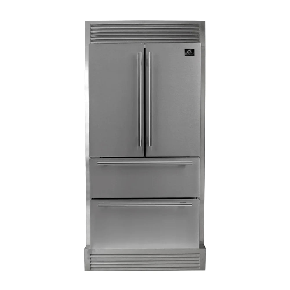 Forno Moena 36 Inch French Door Counter Depth Refrigerator FFRBI1820 40SG - Energy Efficient Stainless Steel Smart Fridge for Modern Kitchens & Open Floor Plans