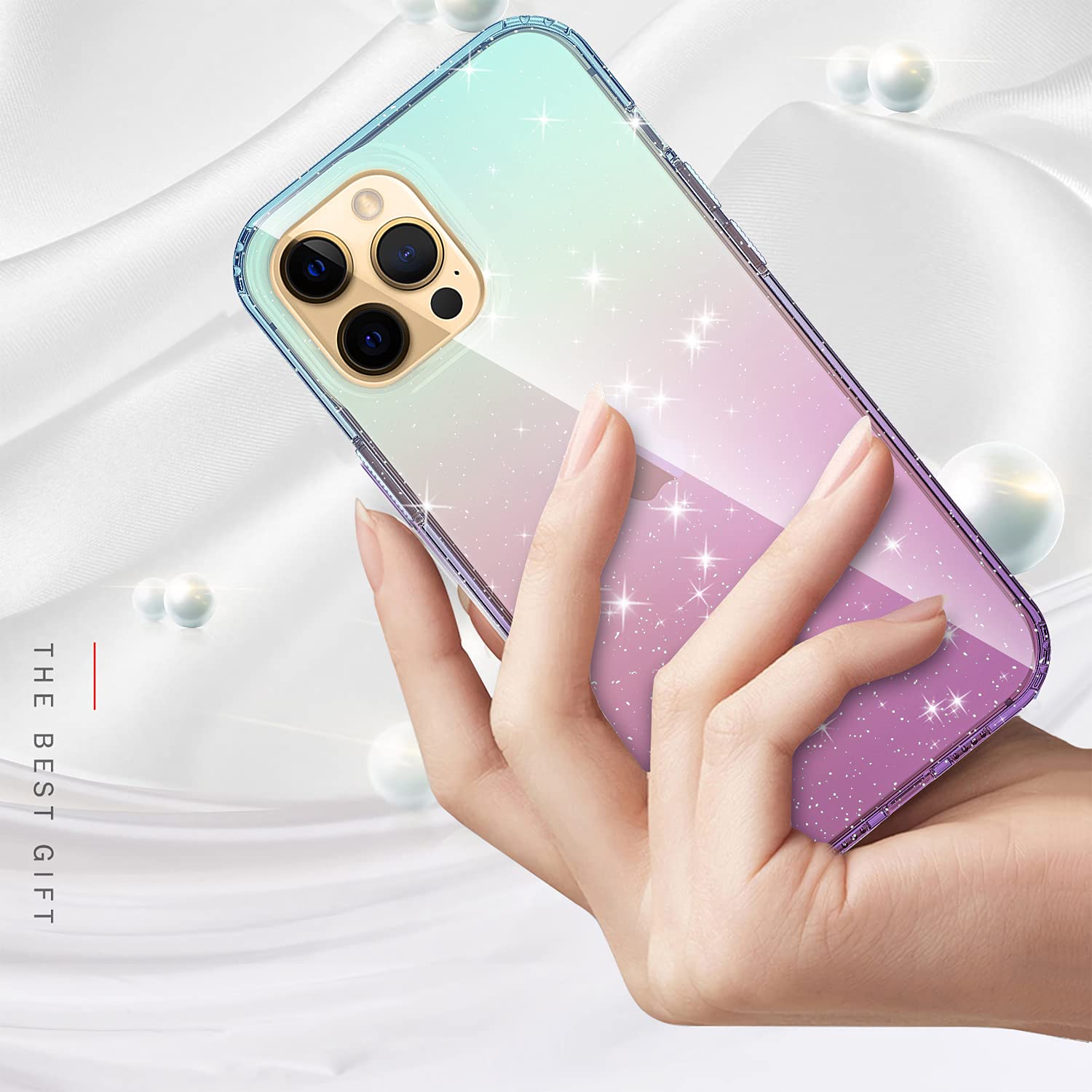 Shockproof Ultra Slim iPhone 12 Pro Max Case - TPU Gradient Light Blue/Purple Bumper Cover for Apple iPhone 12 Pro Max 6.7