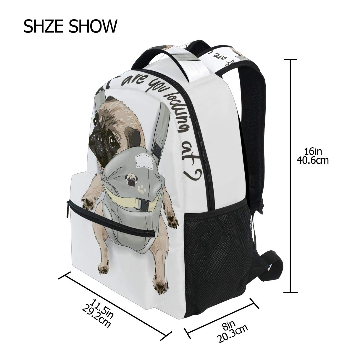 ALAZA Pug Dog Print Large Backpack for Kids - Cute Puppy Design with Funny Quote, Durable School Bag for Boys & Girls, Laptop/Tablet Compartment, Multiple Pockets - Perfect for School, Travel & Daily Use