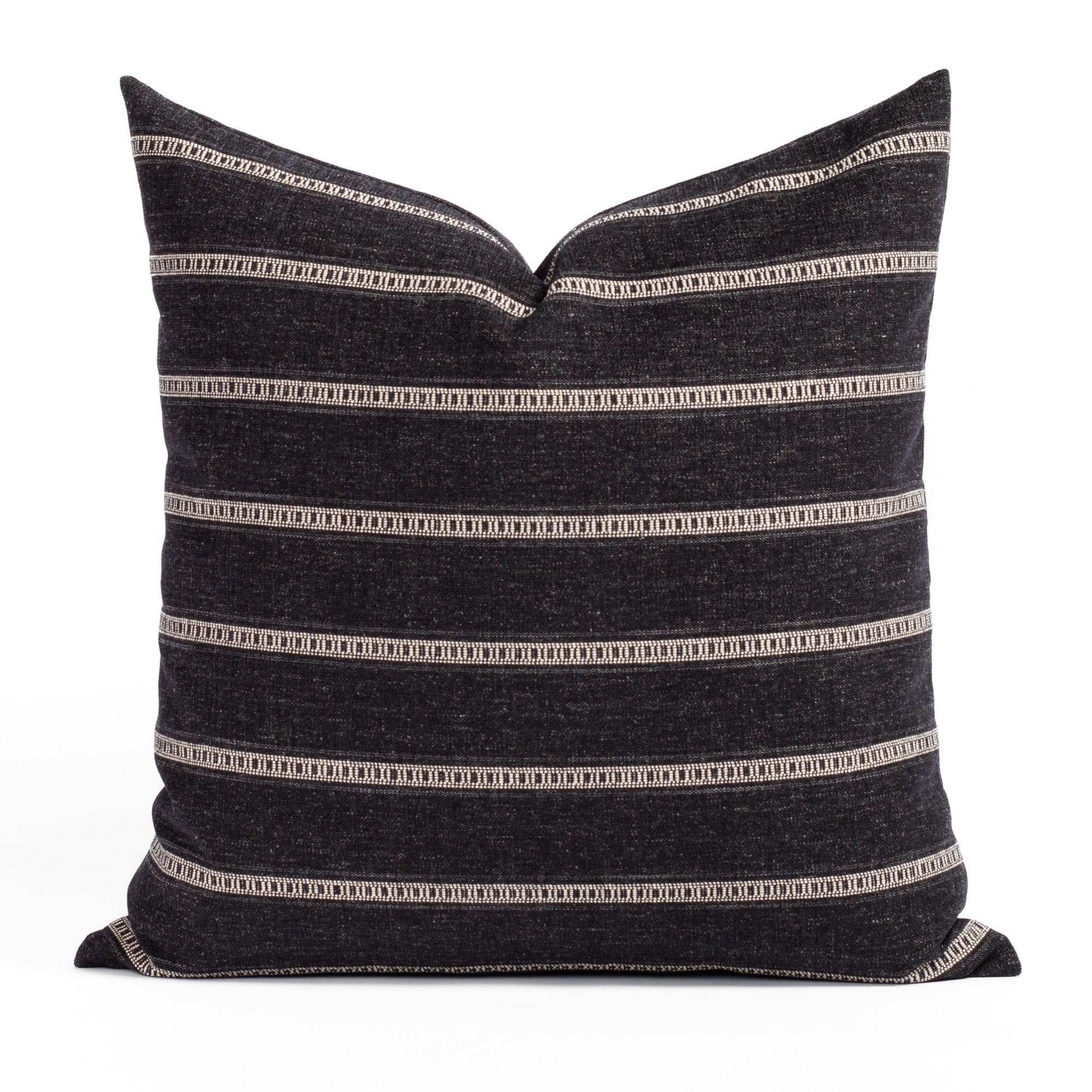 Brunswick Stripe 22x22 Decorative Throw Pillow Cover - Onyx Black & White Pattern - Perfect for Sofa, Bed, Couch or Chair Accent