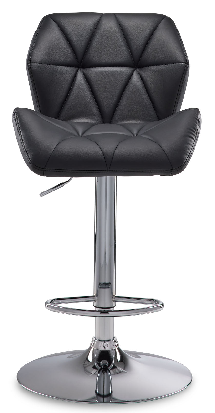 Ava Bar Height Stool - Adjustable Black Chrome Bar Stools for Kitchen Island, Breakfast Nook & Home Bar - Modern Counter Height Stool with Footrest