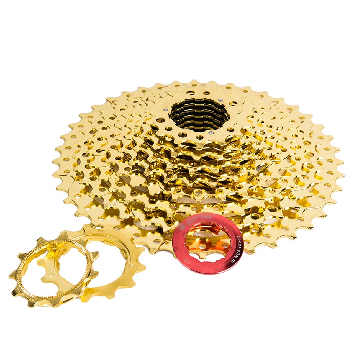 LIUMANG 10 Speed Bicycle Cassette 11-42T - Gold Freewheel Sprocket for Road & Mountain Bikes - Durable Replacement Bike Gear for Smooth Shifting - Perfect for Commuting, Racing & Trail Riding