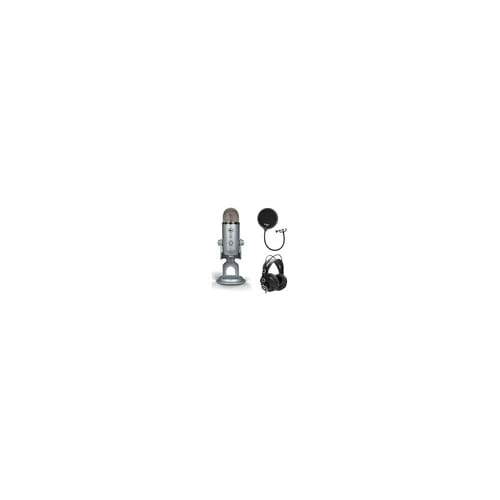 Blue Yeti USB Microphone Bundle with Knox Gear Headphones & Pop Filter - Professional Streaming, Podcasting & Gaming Setup (Silver) - Perfect for Home Studios, Twitch Streamers & Content Creators
