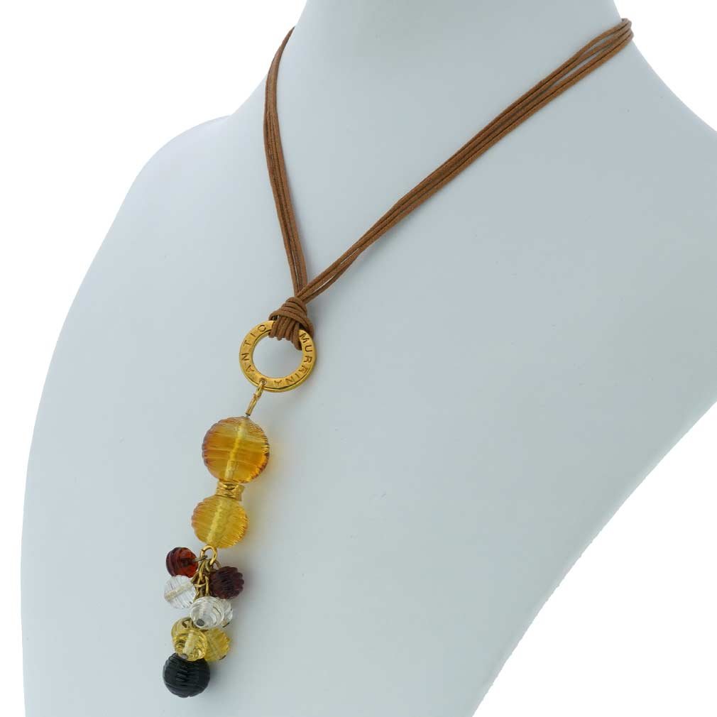 Venetian Murano Glass Teti Necklace in Golden Brown - Handcrafted Italian Jewelry for Women, Gift for Her, Perfect for Weddings & Special Occasions