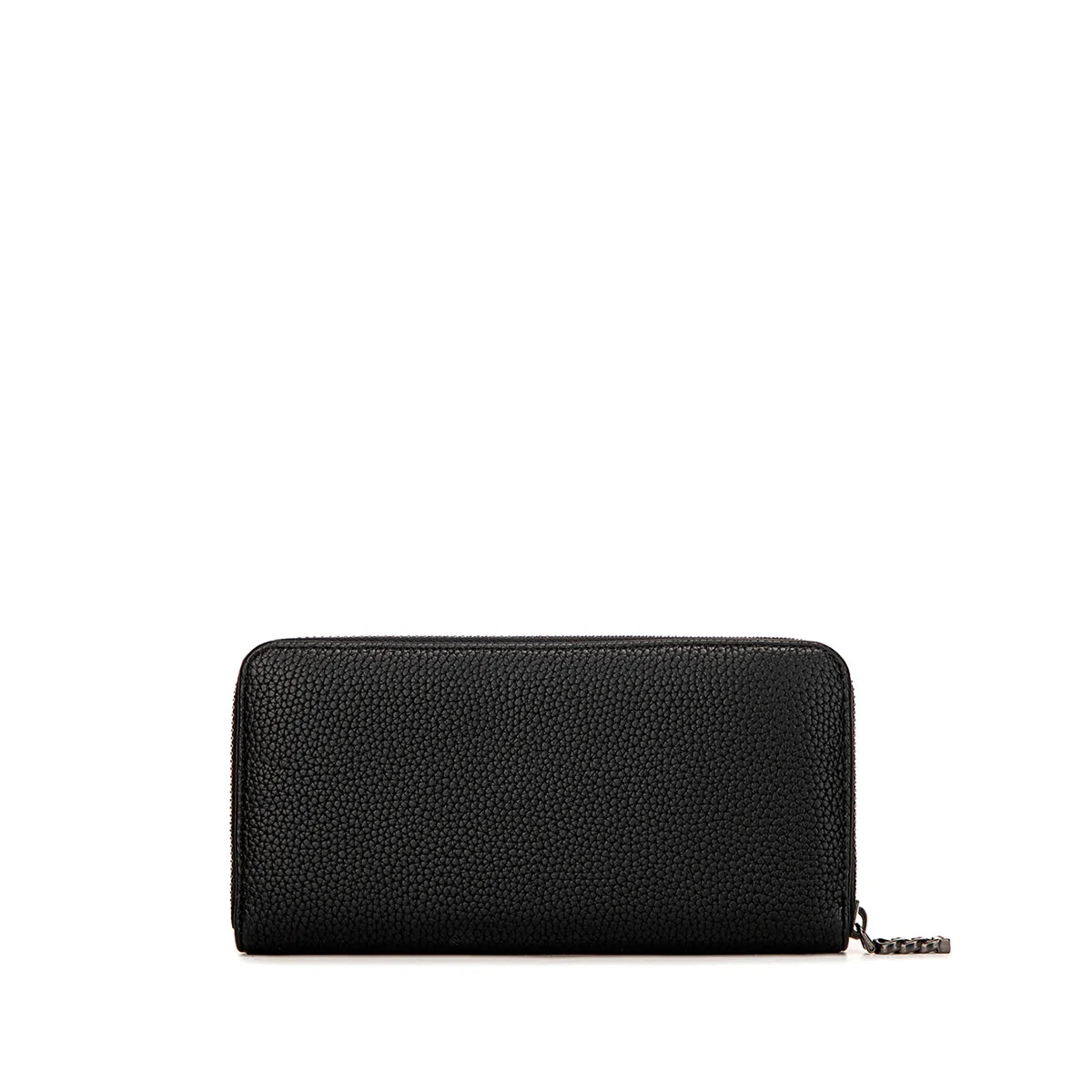 Black Pebbled Mae Zip Wallet - Slim RFID Blocking Leather Wallet for Men & Women - Perfect for Travel, Business & Everyday Use