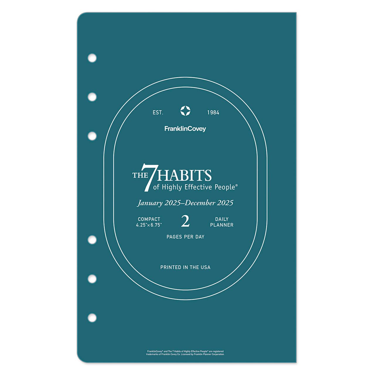 FranklinCovey 7 Habits Two Page Per Day Ring-Bound Planner - Compact Size (Jan 2025 - Dec 2025) | Daily Productivity Organizer for Work, School & Personal Goal Tracking