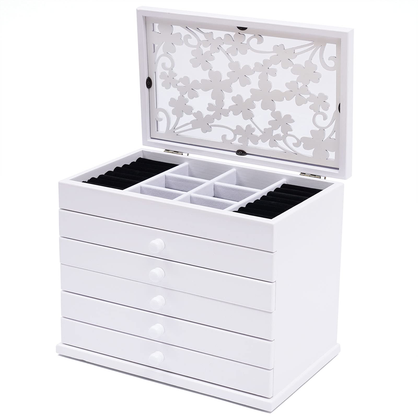 Vintage 6-Layer Wooden Jewelry Box with Pull-Out Drawers - Multi-Functional Storage Organizer for Necklaces, Rings & Accessories - Perfect Christmas & Thanksgiving Gift for Women - Ideal for Bedroom Vanity, Travel & Home Decor