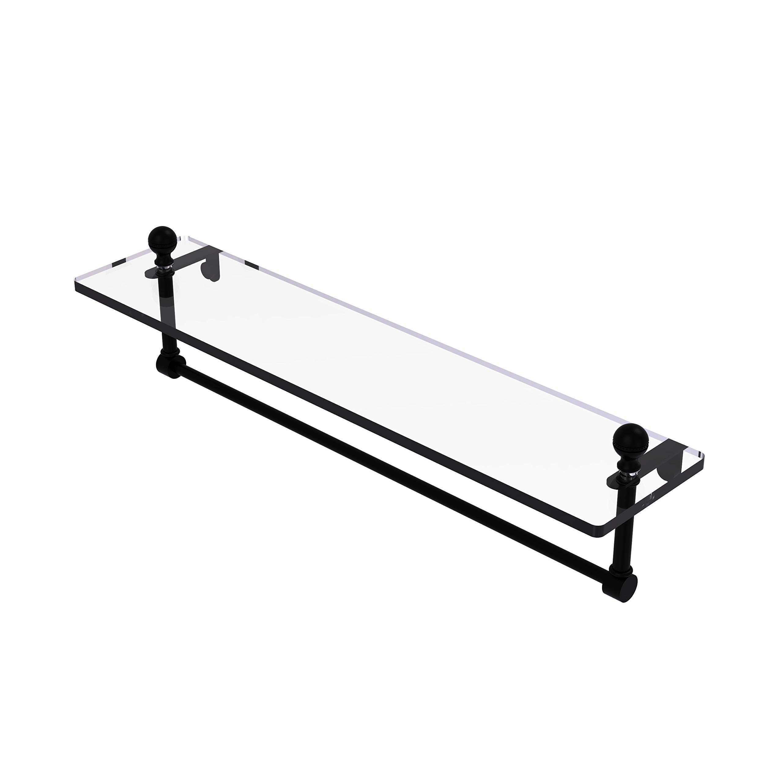 Allied Brass MA-1/22TB-BKM Mambo 22 Inch Bathroom Vanity Set with Integrated Towel Bar & Glass Shelf in Matte Black - Perfect for Modern Bathroom Organization & Luxury Spa Experience