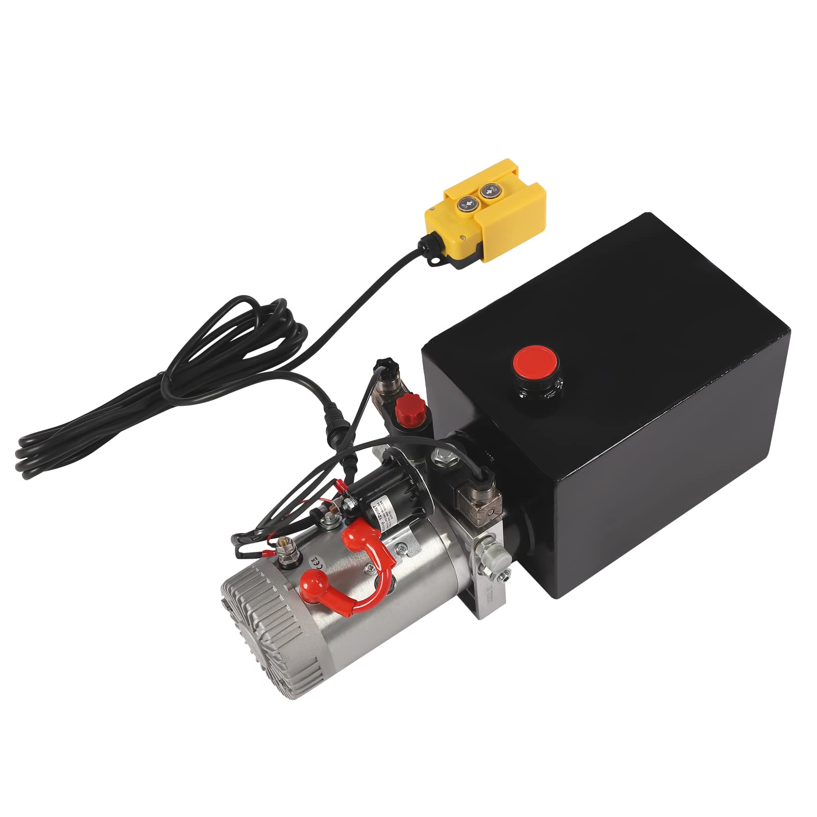 12V DC Double Acting Hydraulic Power Unit - 8 Quart Steel Oil Tank with 3KW Powerful Motor & Remote Control - Ideal for Dump Trailers, Car Lifts, Log Splitters, and Heavy Equipment Maintenance
