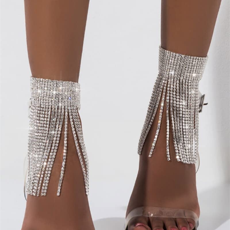 Sparkly Rhinestone Anklet Jewelry - Elegant Silver Ankle Bracelet for Women | Perfect for Prom, Party, Beach & Summer Outfits