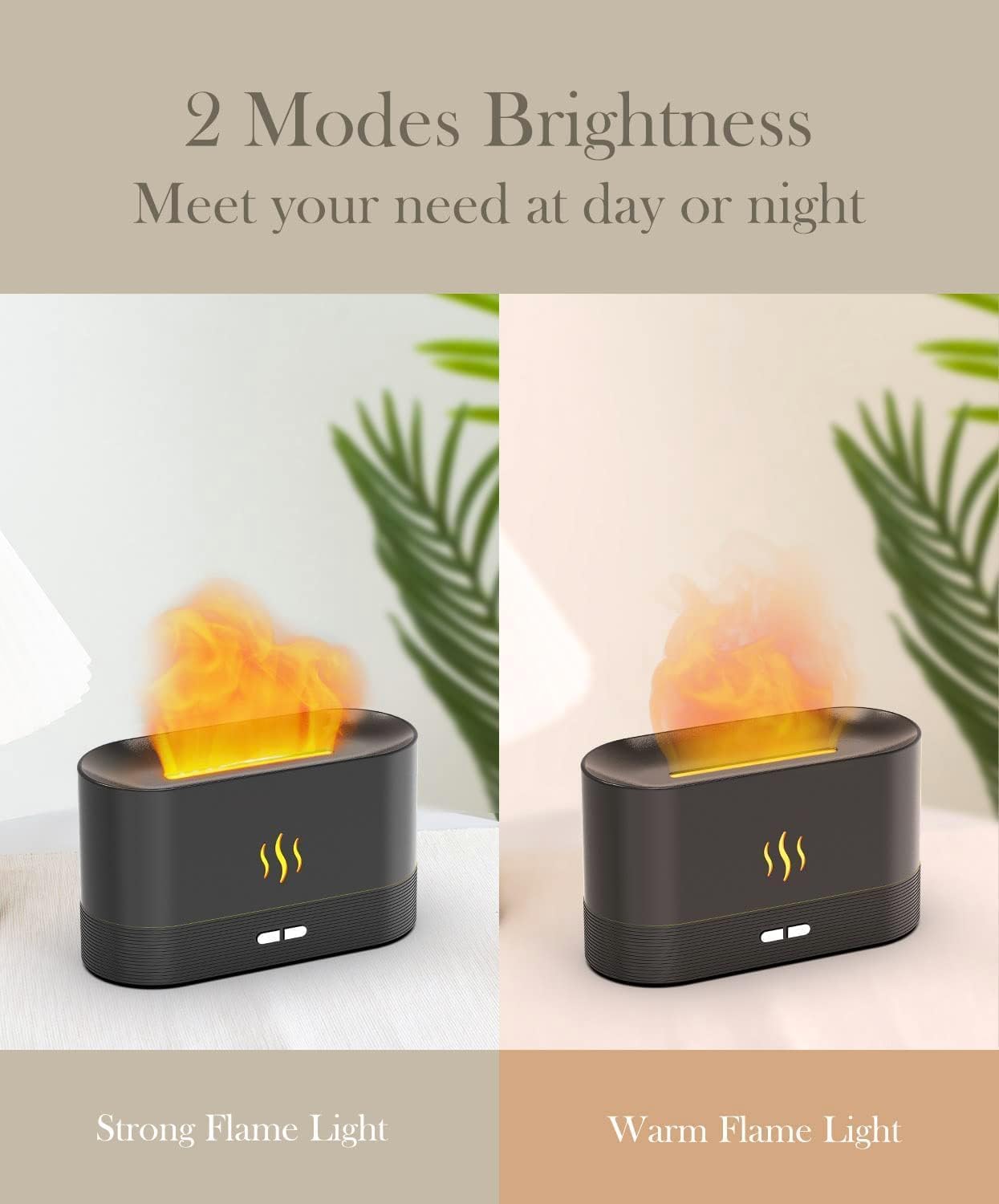 Lifeberg Essential Oil Diffuser with Realistic Flame Effect - 180ml Aromatherapy Humidifier with 2 Adjustable Night Lights & Auto Shut-Off - Perfect for Bedroom, Yoga, Spa & Office Relaxation (Black)