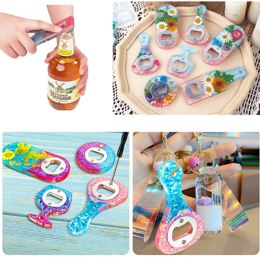 Epoxy Resin Bottle Opener Mold Kit - DIY Beer Opener Silicone Molds for Jewelry Making & Crafting - Perfect for Home Bars, Parties & Unique Gifts (6-Piece Set)