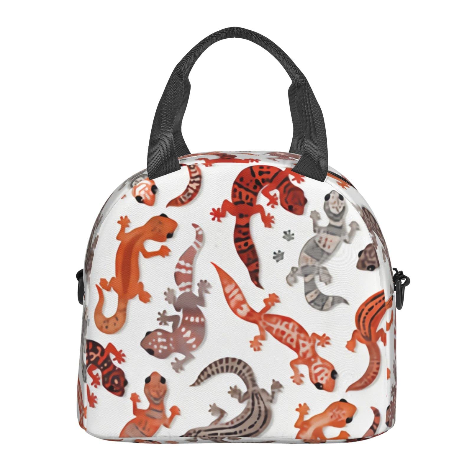 Leopard Gecko Red Insulated Lunch Bag for Kids & Women - Reusable Tote Lunch Box Container for School, Work & Picnics