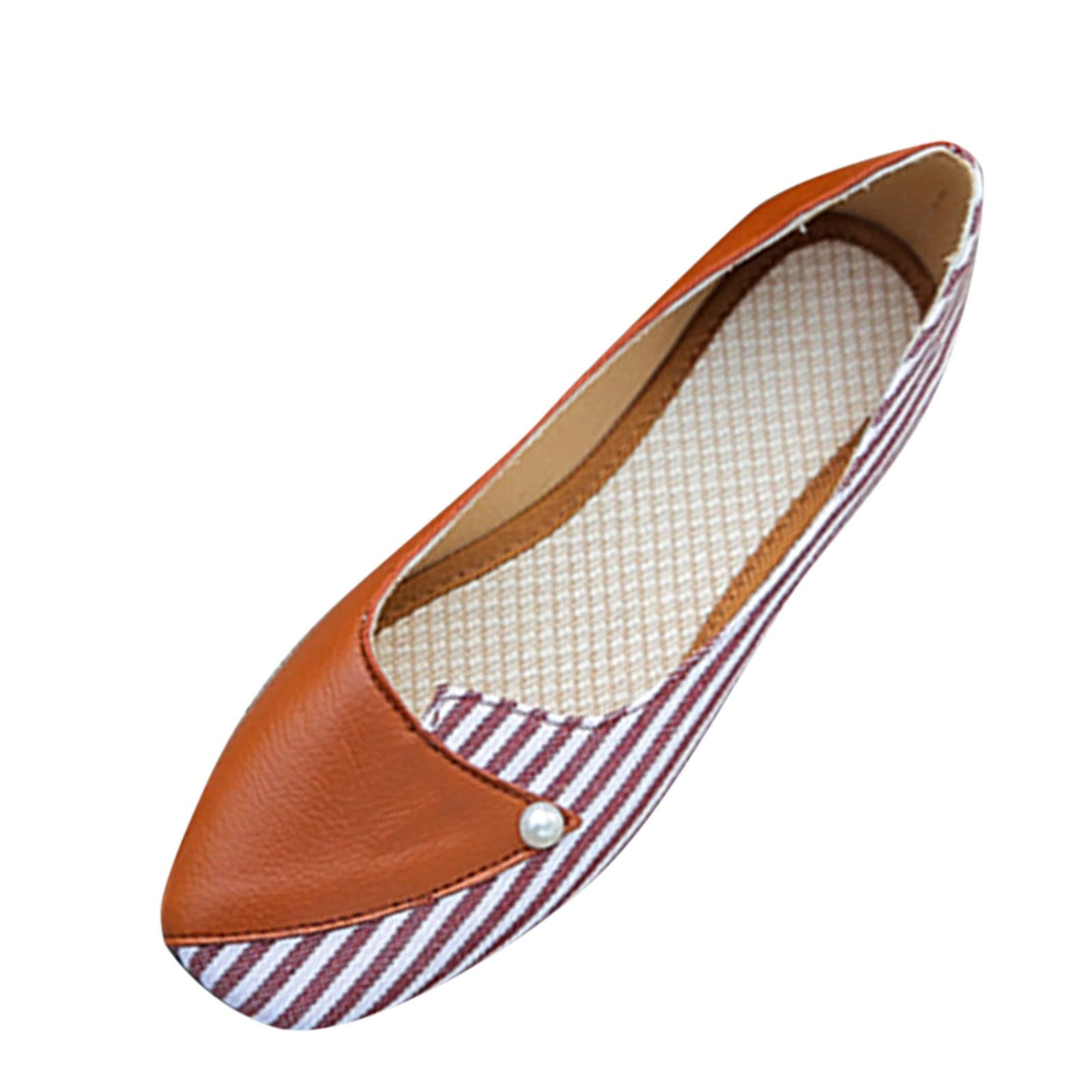 NONGJXCR Women's Comfortable Flat Shoes - Fashion Striped Pumps for Spring & Summer | Casual & Dressy Style for Everyday Wear, Office, and Outings