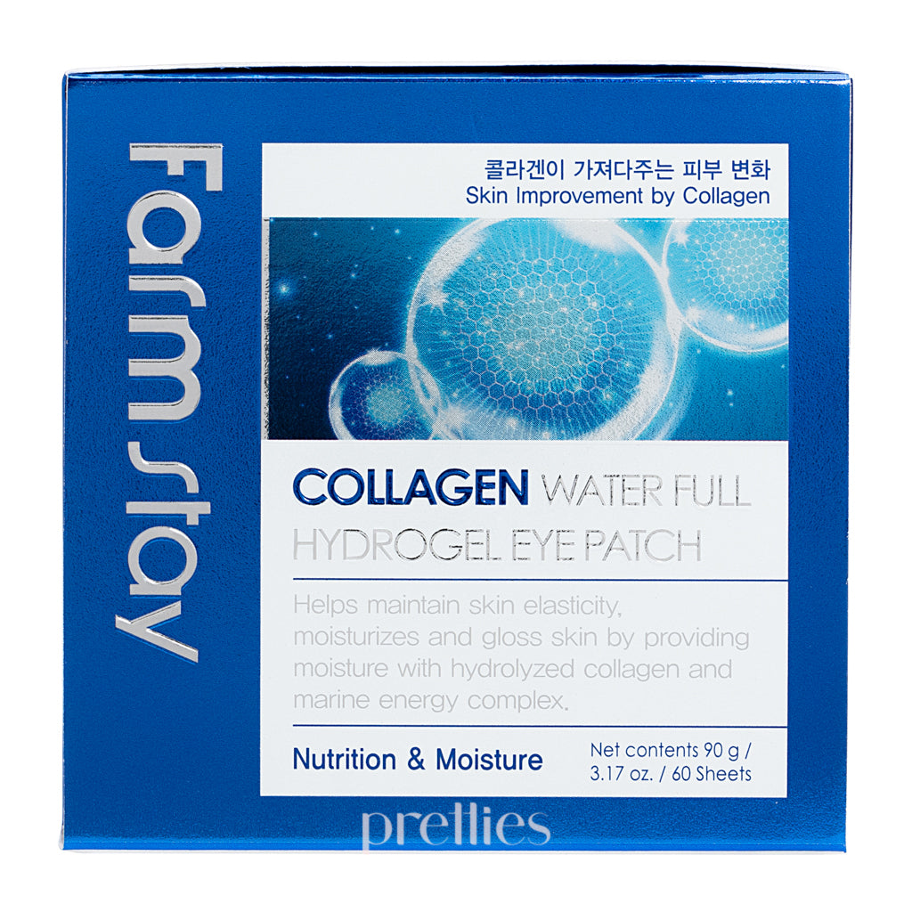 Farmstay Collagen Water Full Hydrogel Eye Patch 60pcs - Hydrating & Brightening Under Eye Treatment for Dark Circles & Puffiness - Perfect for Travel, Night Routine & Skincare Regimen