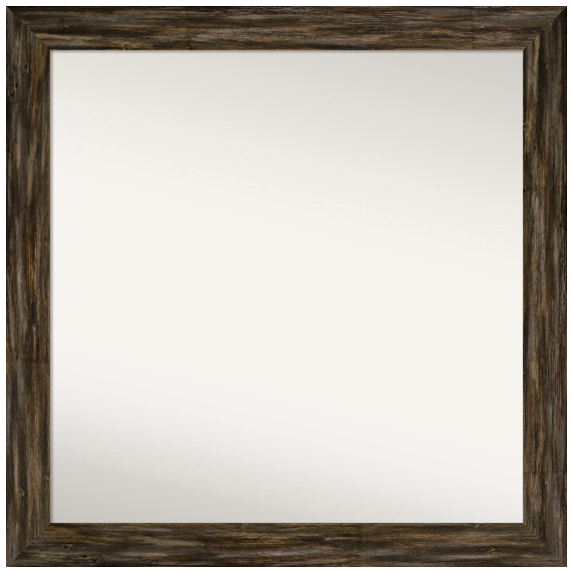 Amanti Art Custom Wall Mirror 32.5x32.5 Inch - Fencepost Brown Narrow Frame - Non-Beveled Rectangular Bathroom Mirror - Perfect for Vanity, Entryway & Bedroom Decor