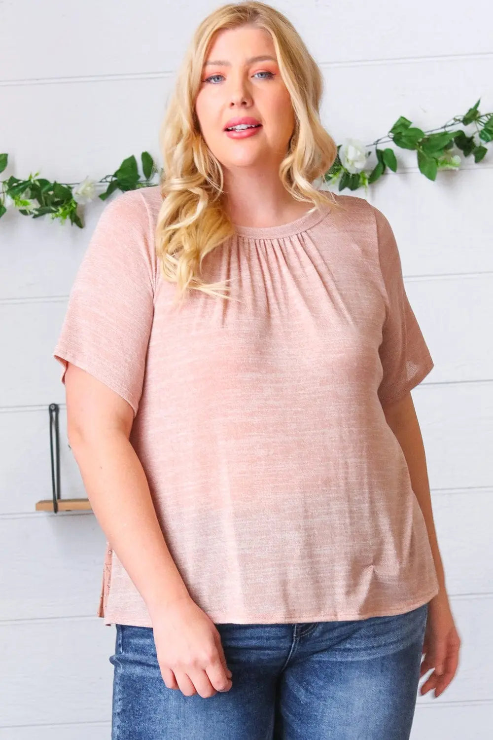Elegant Mauve Tie Back Crinkle Floral Blouse for Women | Summer Boho Chic Tunic Top | Perfect for Beach Vacations & Date Nights