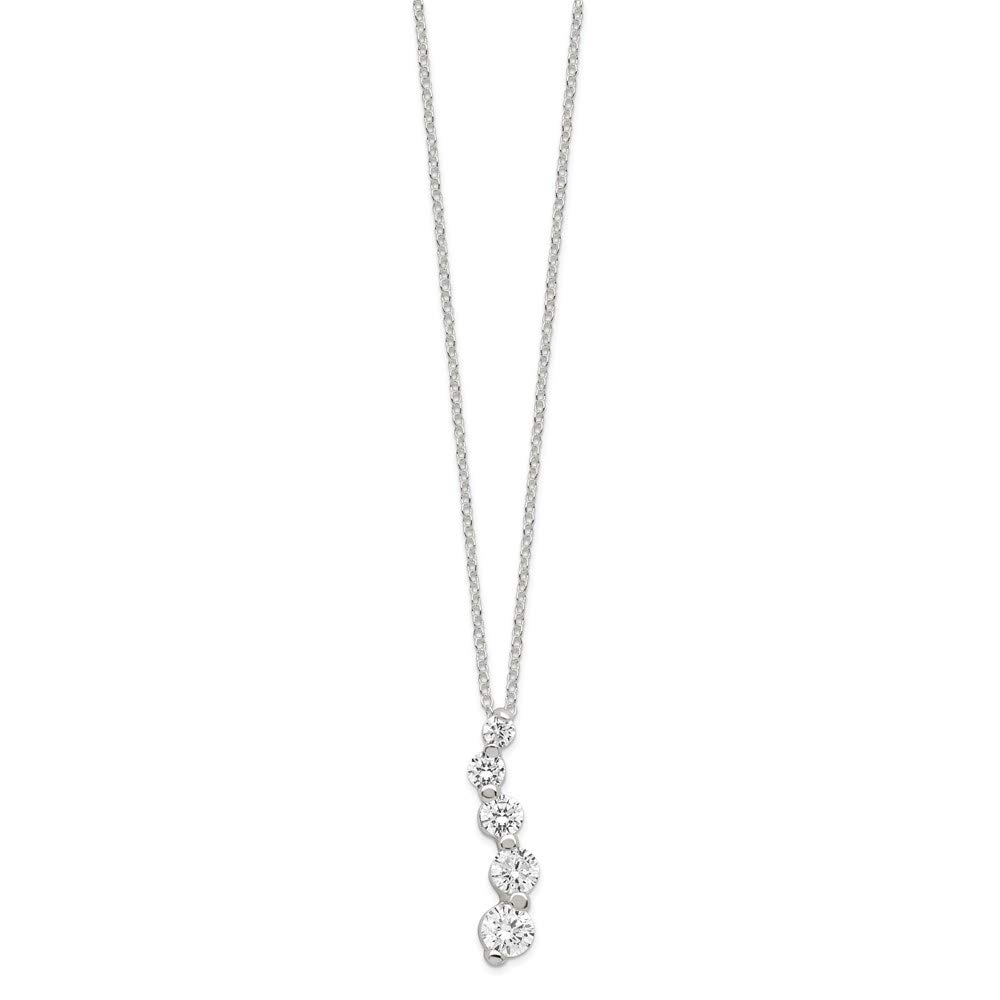 925 Sterling Silver Cubic Zirconia Journey Necklace for Women - Elegant 18