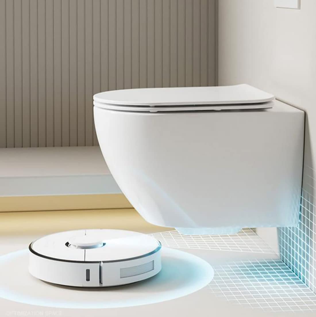 WinZo WZ5922C Compact Wall Mounted Toilet - Round Rimless Design, Easy Clean, Adjustable Height for Small Bathrooms | Perfect for Modern Apartments, Tiny Homes & Space-Saving Bathroom Solutions