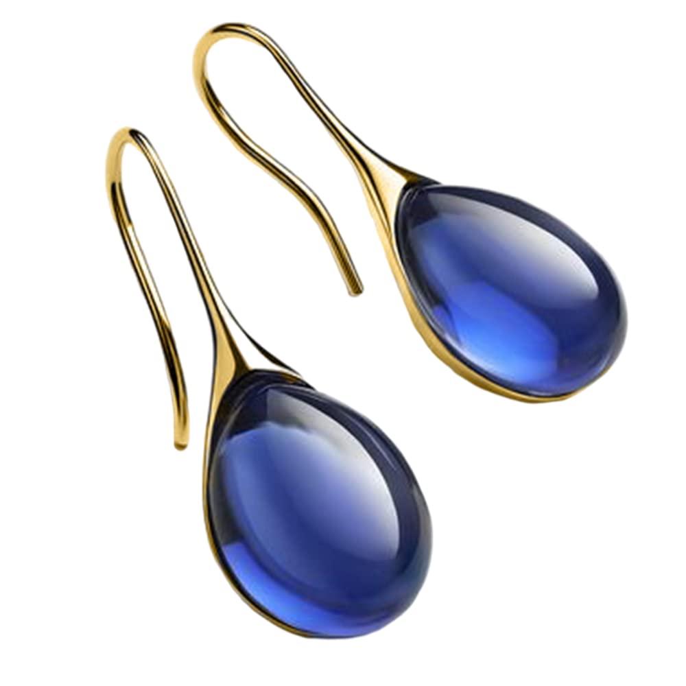Silver Gold Plated Water Drop Crystal Dangle Hoop Earrings for Women - Elegant Plain Drop Earrings for Party, Wedding & Everyday Wear