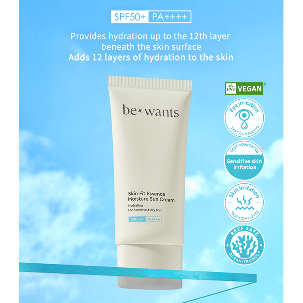 Bewants Skin Fit Essence Moisture Sun Cream SPF 50ml - Hydrating Facial Sunscreen for Daily UV Protection - Perfect for Outdoor Activities & Travel