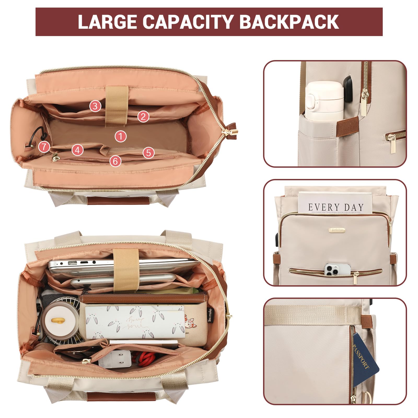 Stylish Women's 15.6 Inch Laptop Backpack with Hidden Straps & USB Port - Convertible Tote Bag for Work, College, Travel - Perfect for Teachers, Nurses & Daily Commute