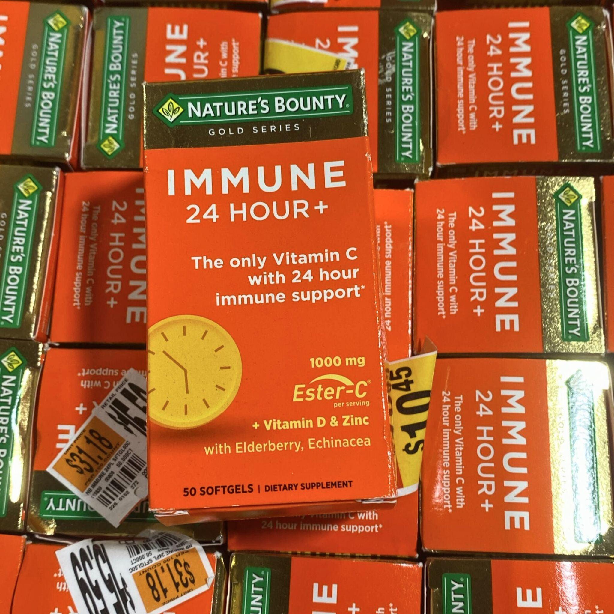 Immune 24 Hour+ Vitamin C Supplement with 24-Hour Immune Support - 50 Softgels (35 Pcs Lot) - Boost Immunity for Work, Travel & Daily Wellness