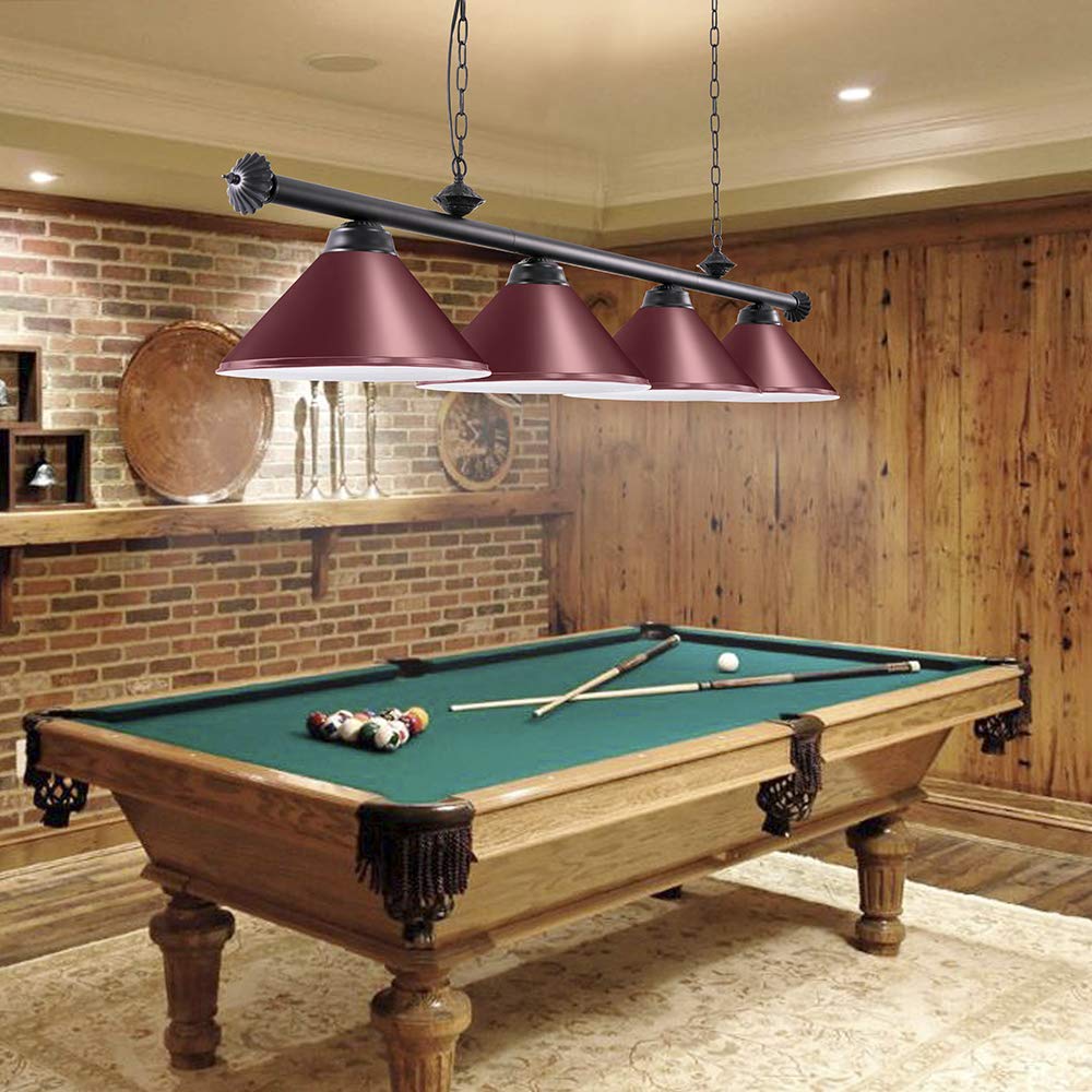 Wellmet 70-Inch 4-Light Billiard Pool Table Hanging Ceiling Fixture with Lamp Shade - Perfect for 7' & 8' Pool Tables, Game Rooms, Man Caves & Basement Entertainment Areas