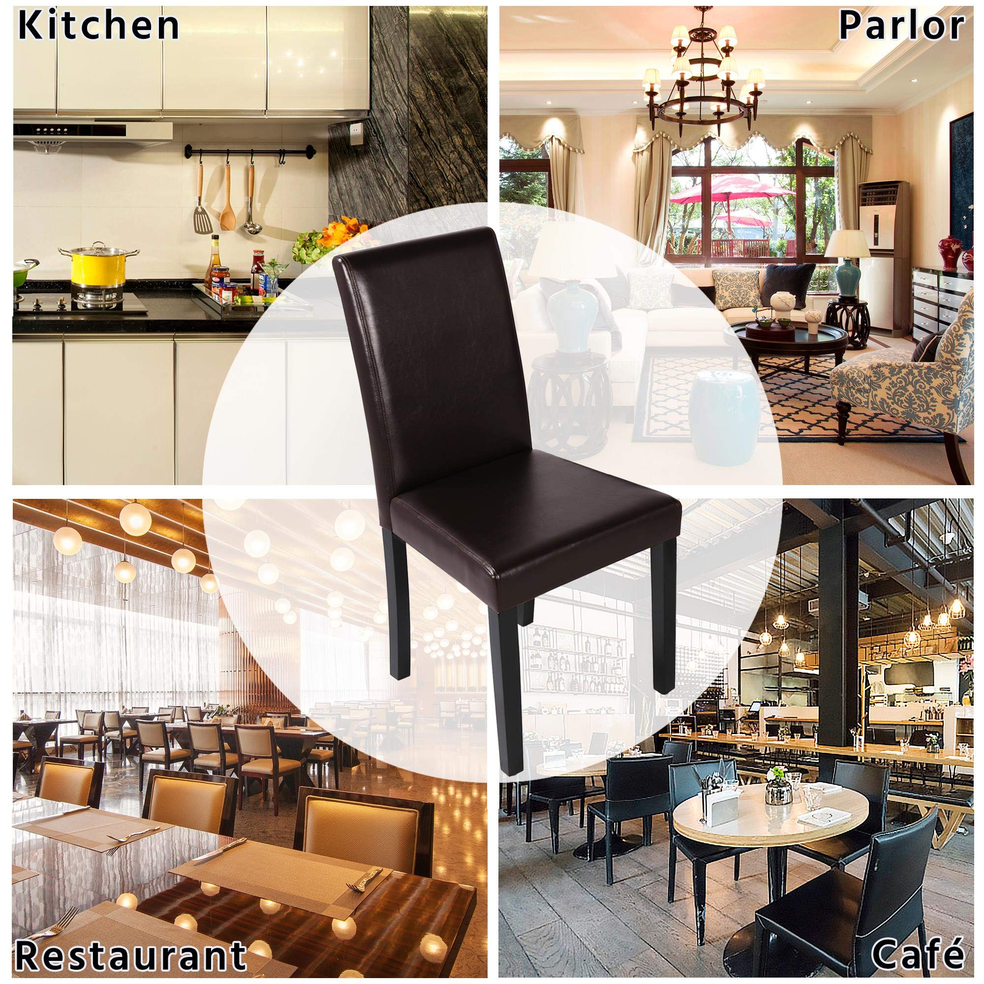 Topeakmart 4-Piece Brown Dining Chairs Set for Kitchen & Restaurant Use
