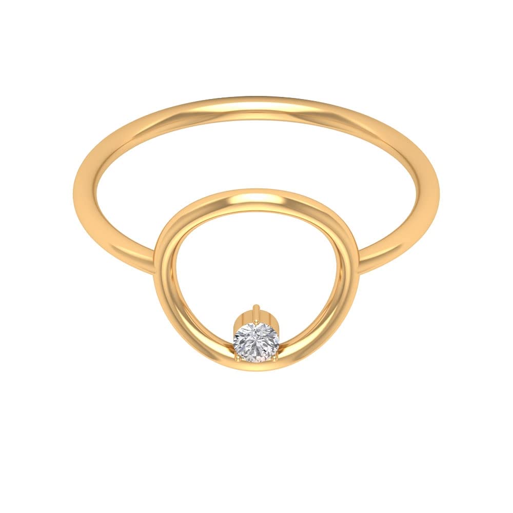 14K Solid Gold Minimalist Diamond Open Circle Ring for Women - Elegant Karma Ring for Everyday Wear, Gift Giving & Special Occasions