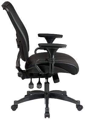 Space Seating® 6876 Ergonomic Mesh Office Chair with Premium Leather Seat - Adjustable Height & Lumbar Support for Home & Office Workspaces